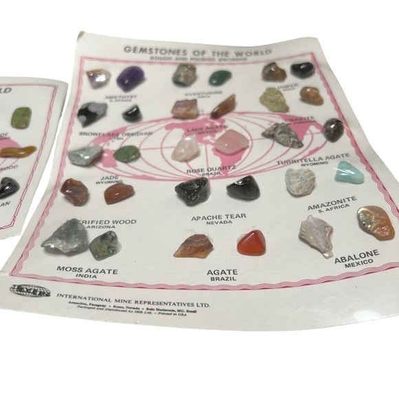 Vintage Gemstones of the World Display Cards Rough & Polished Stones - Picture 2 of 10